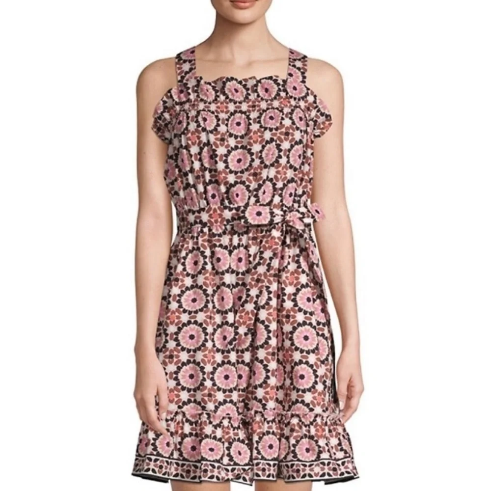 Kate Spade 0 Floral Mosaic Poplin Dress NJMU8968 By The Pool Tank Mini Dress